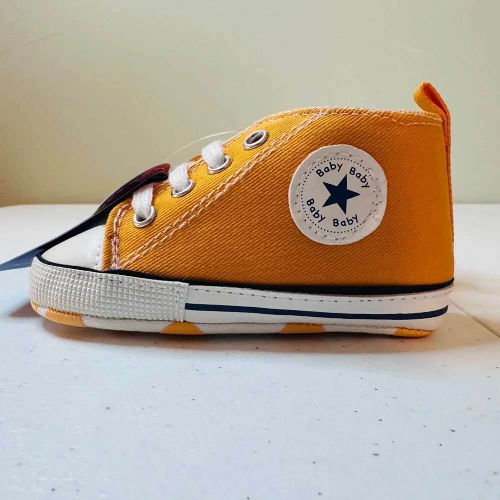 Baby Boy Baby Girl Shoes Orange Canvas High Top Sneakers Baby Size 3